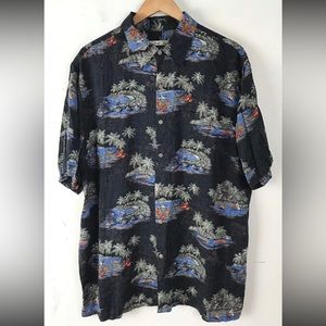 Tiki Hut Sailboat Hawaiian Shirt Mens XXL